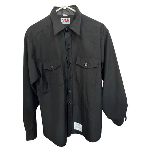 Davis Clothing Company VTG Shirt Mens Large 16.5 Navel Military Black Tag READ - Picture 2 of 7
